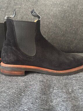 R.M. Williams Black Gardener Roughout Suede Full Welt Chelsea Boots Mens 9.5